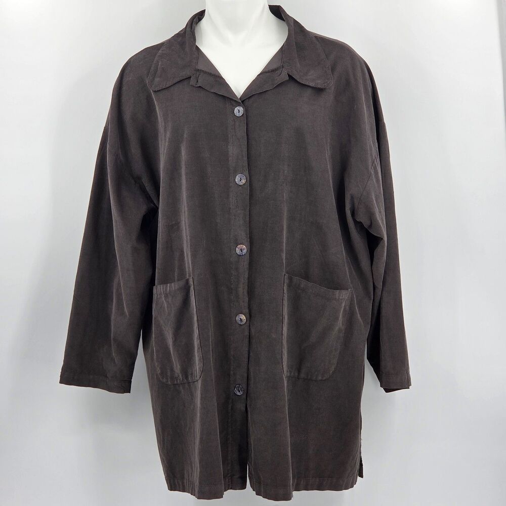 Bryn Walker Car Coat Womens Plus Size 2X Brown Corduroy Lagenlook Lagom Boho